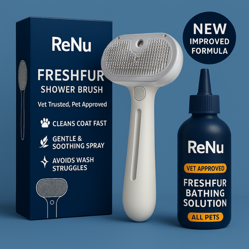 FreshFur Shower Brush + Bathing Solution
